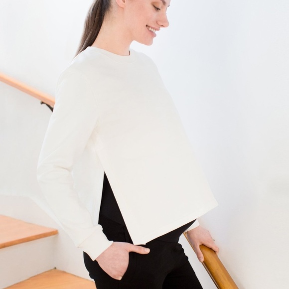 MATERNITY SOFT STRETCH SWEATSHIRT, WHITE - Picture 1 of 8